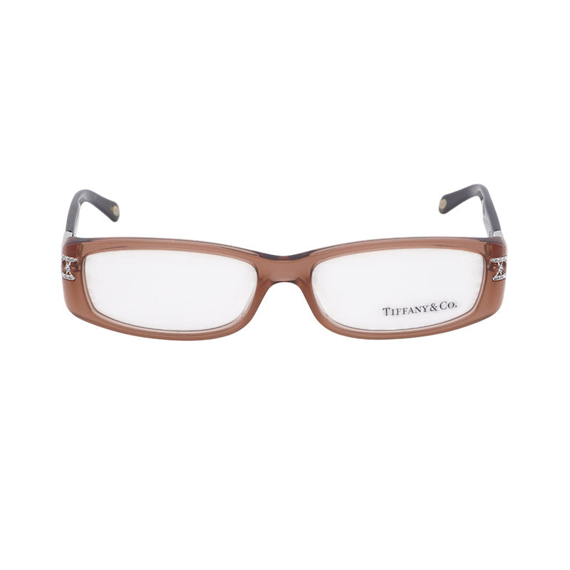 Tiffany & Co. Tiffany & Co. Eyeglasses Rectangle Full Rim, Pink Brown/Havana Frame and Clear Demo Lens Lens TF2021-B8069