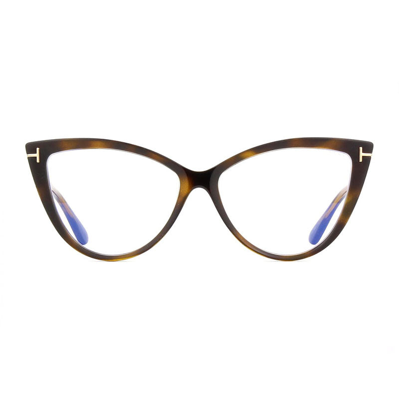 Tom Ford Eyeglasses Cat Eye Full Rim, Black Frame and Clear Blue Light Block Lens FT5843-B005