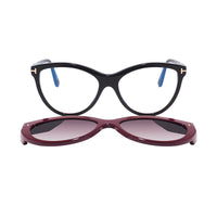 Tom Ford Eyeglasses Cat Eye Full Rim, Shiny Black Frame and Clear Demo Lenses Lens FT5772-B001