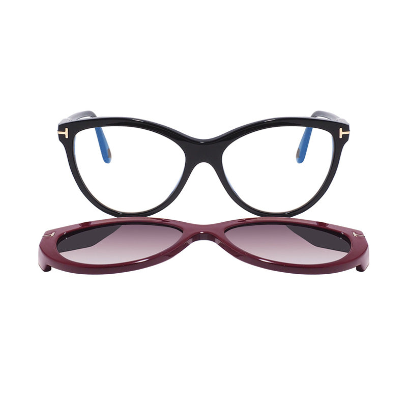 Tom Ford Eyeglasses Cat Eye Full Rim, Shiny Black Frame and Clear Demo Lenses Lens FT5772-B001