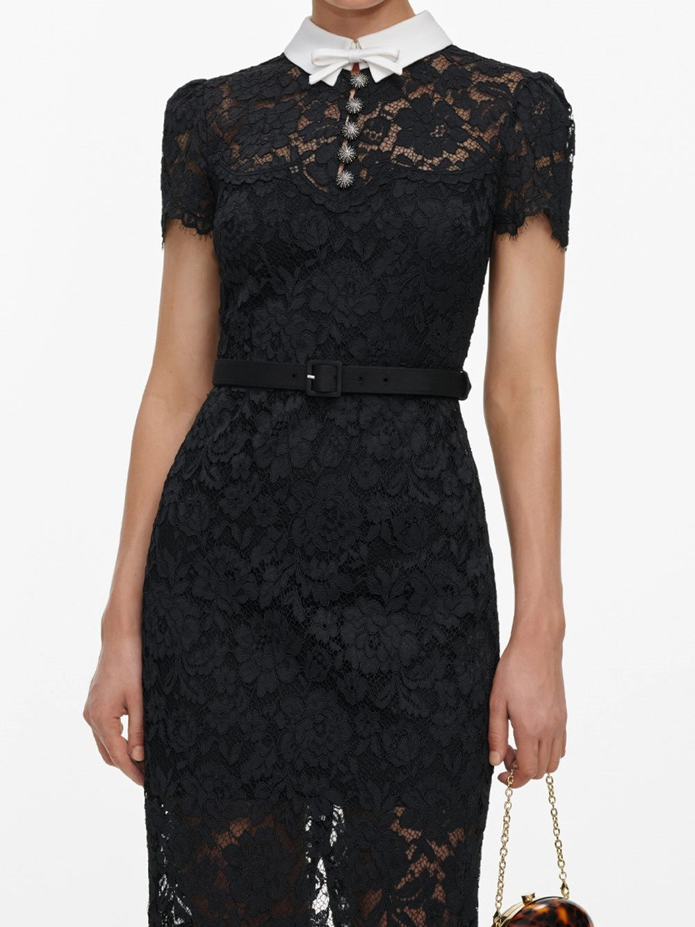 Self-portrait Self-Portrait Women Lace Contrast Collar Midi Dress
