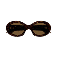 Alexander McQueen Sunglasses Oval Full Rim, Havana Frame and Brown Lens AM0445S002