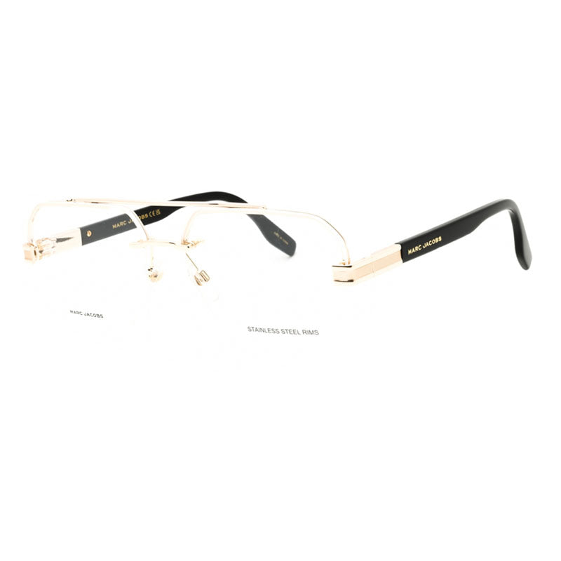 Marc Jacobs Eyeglasses Aviator Semi Rim, Gold Havana Frame and Clear Demo Lenses Lens MARC714006J00