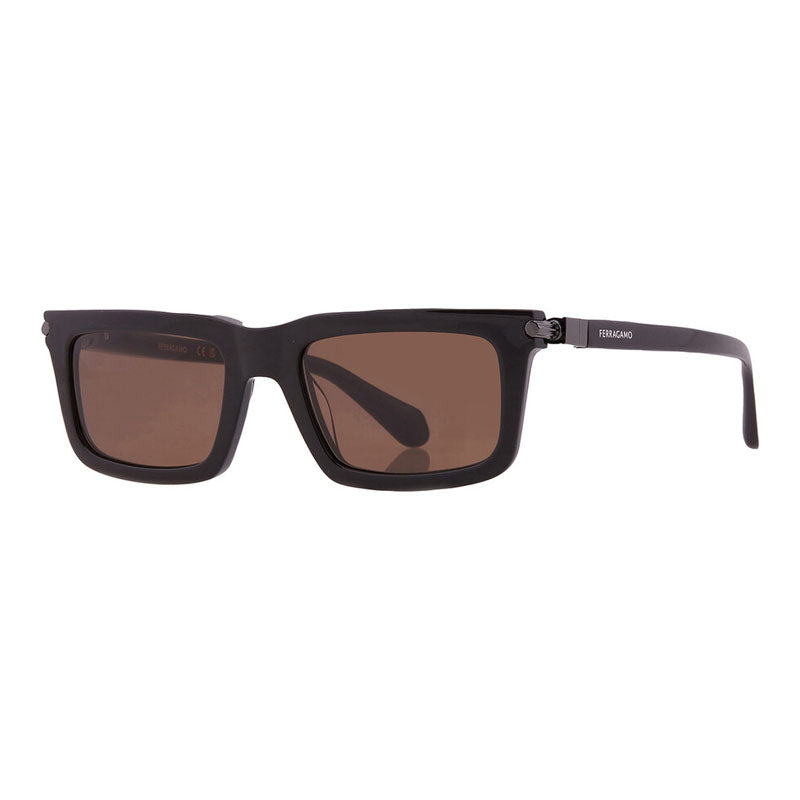 Salvatore Ferragamo Sunglasses Rectangle Full Rim, Solid Brown Frame and Brown Lens SF2015S210