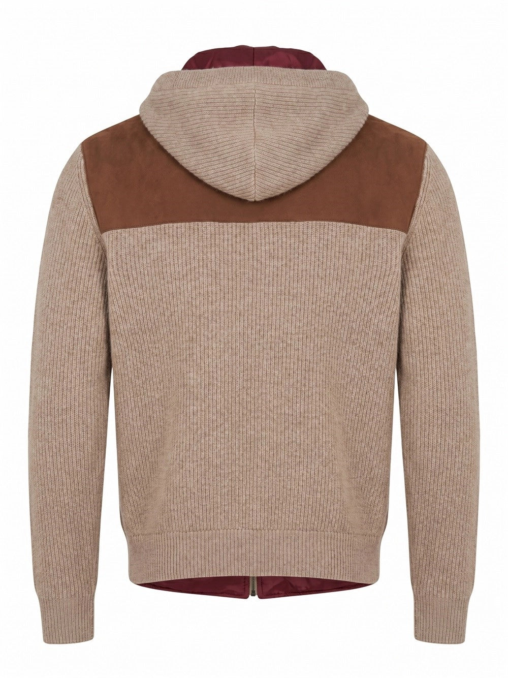 Brunello Cucinelli Men Suede And Cashmere Knit Hooded Bomber Jacket