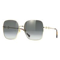 Gucci Sunglasses Square Full Rim, Gold Frame and Grey Lens GG0879S001