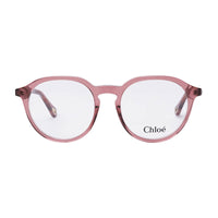 Chloe Eyeglasses Square Full Rim, Transparent Pink Frame and Clear Demo Lens Lens CH0012O006