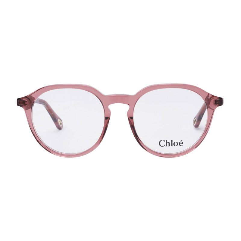 Chloe Eyeglasses Square Full Rim, Transparent Pink Frame and Clear Demo Lens Lens CH0012O006