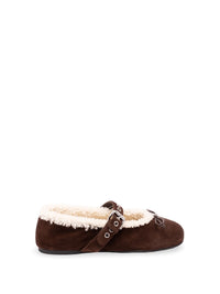 Miu Miu Women Suede And Shearling Ballerinas