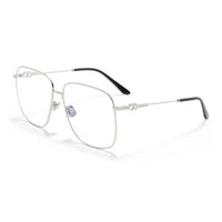 Valentino Eyeglasses Square Full Rim, Silver/Black Frame and Clear Demo Lens Lens VLX-171C