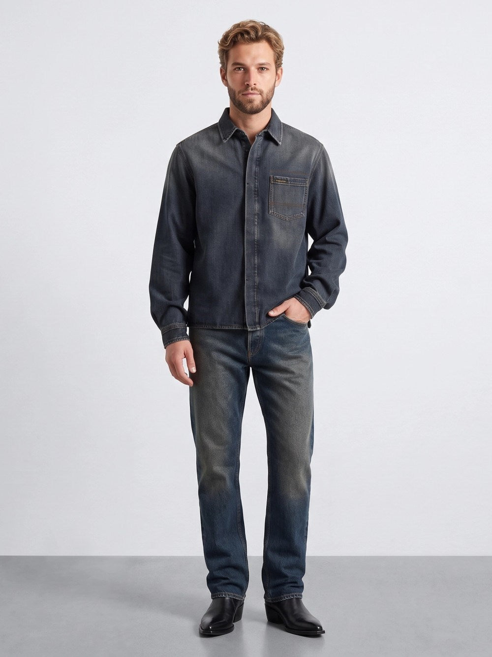 Golden Goose Men Cotton Denim Shirt