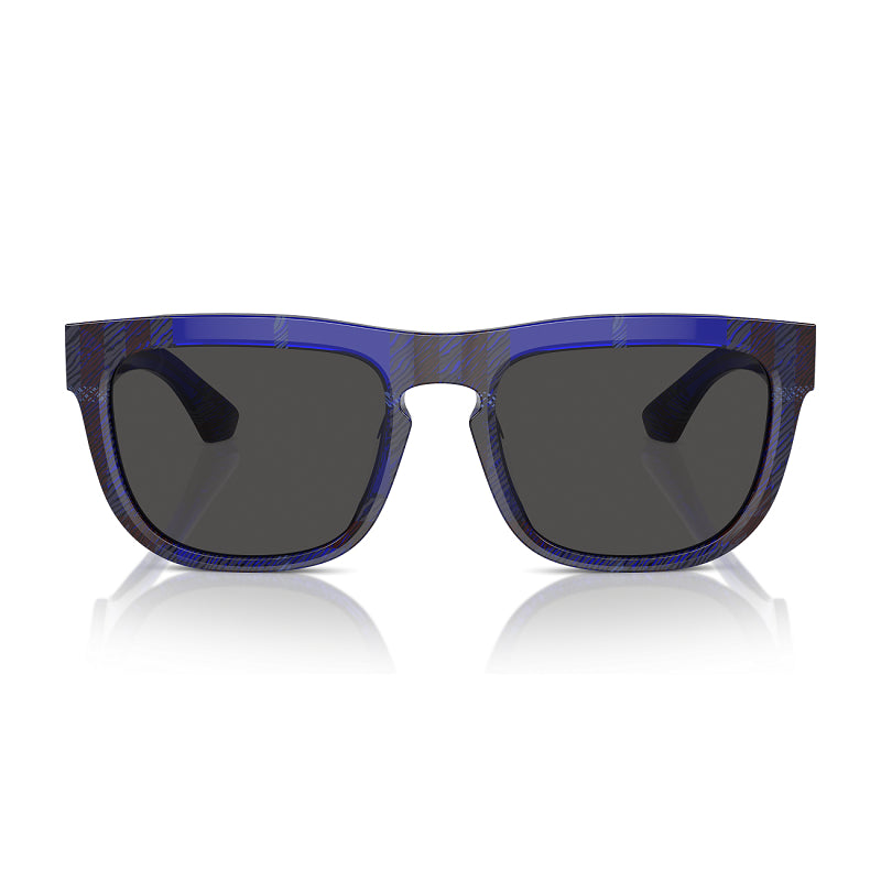 Burberry Sunglasses Square Full Rim, Check Blue Frame and Dark Grey Lens BE4431U411487