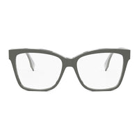 Fendi Eyeglasses Square Full Rim, Shiny Grey Frame and Clear Demo Lenses Lens FE50025I020