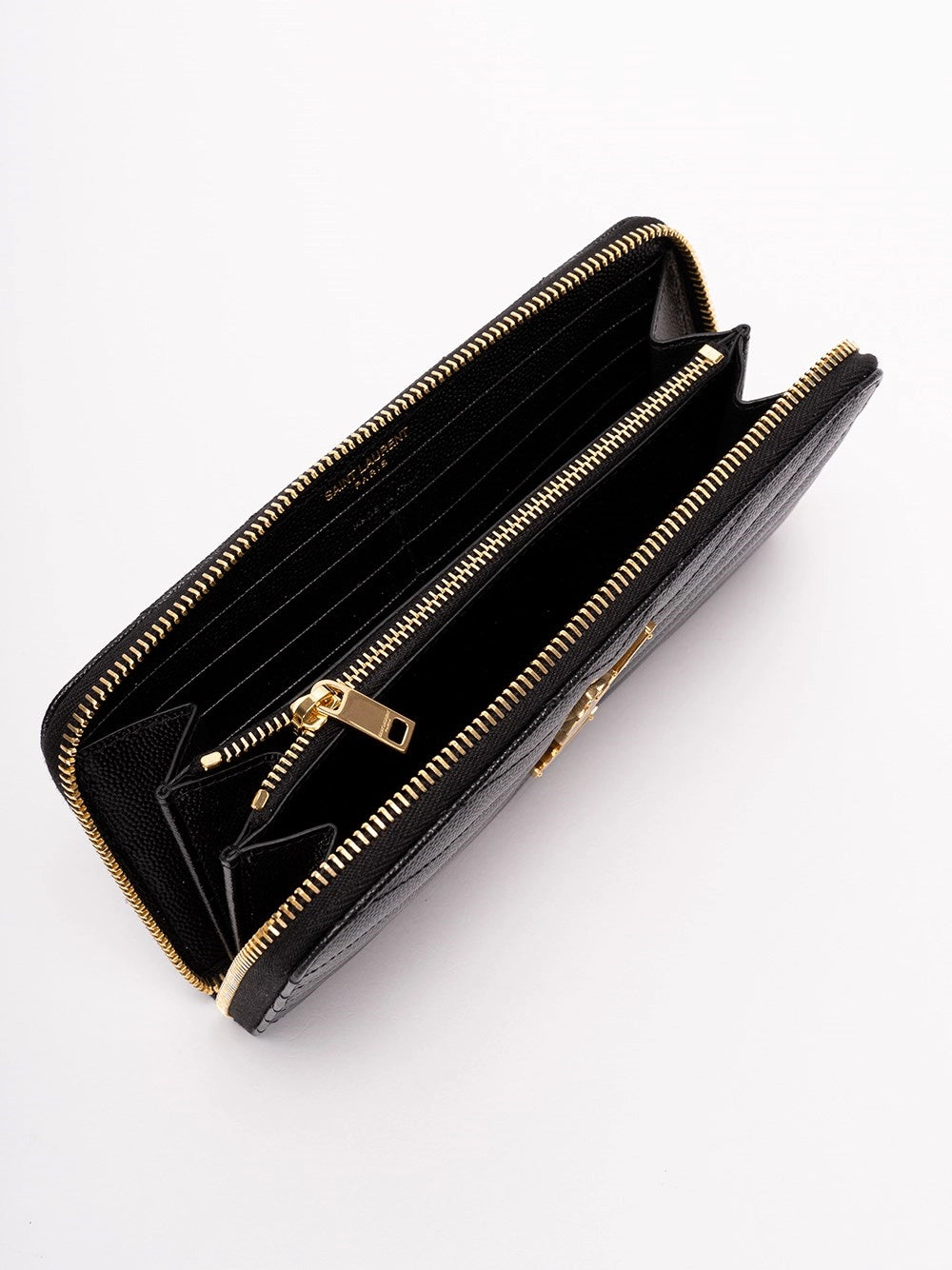 Saint Laurent Women Cassandre Matelasse Zip Around Wallet In Grain De Poudre Leather