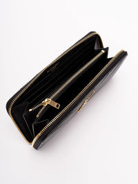 Saint Laurent Women Cassandre Matelasse Zip Around Wallet In Grain De Poudre Leather