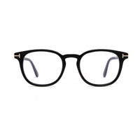 Tom Ford Tom Ford Eyeglasses Round Full Rim, Shiny Blonde Havana Frame and Clear Blue Light Block Lens FT5819-B053