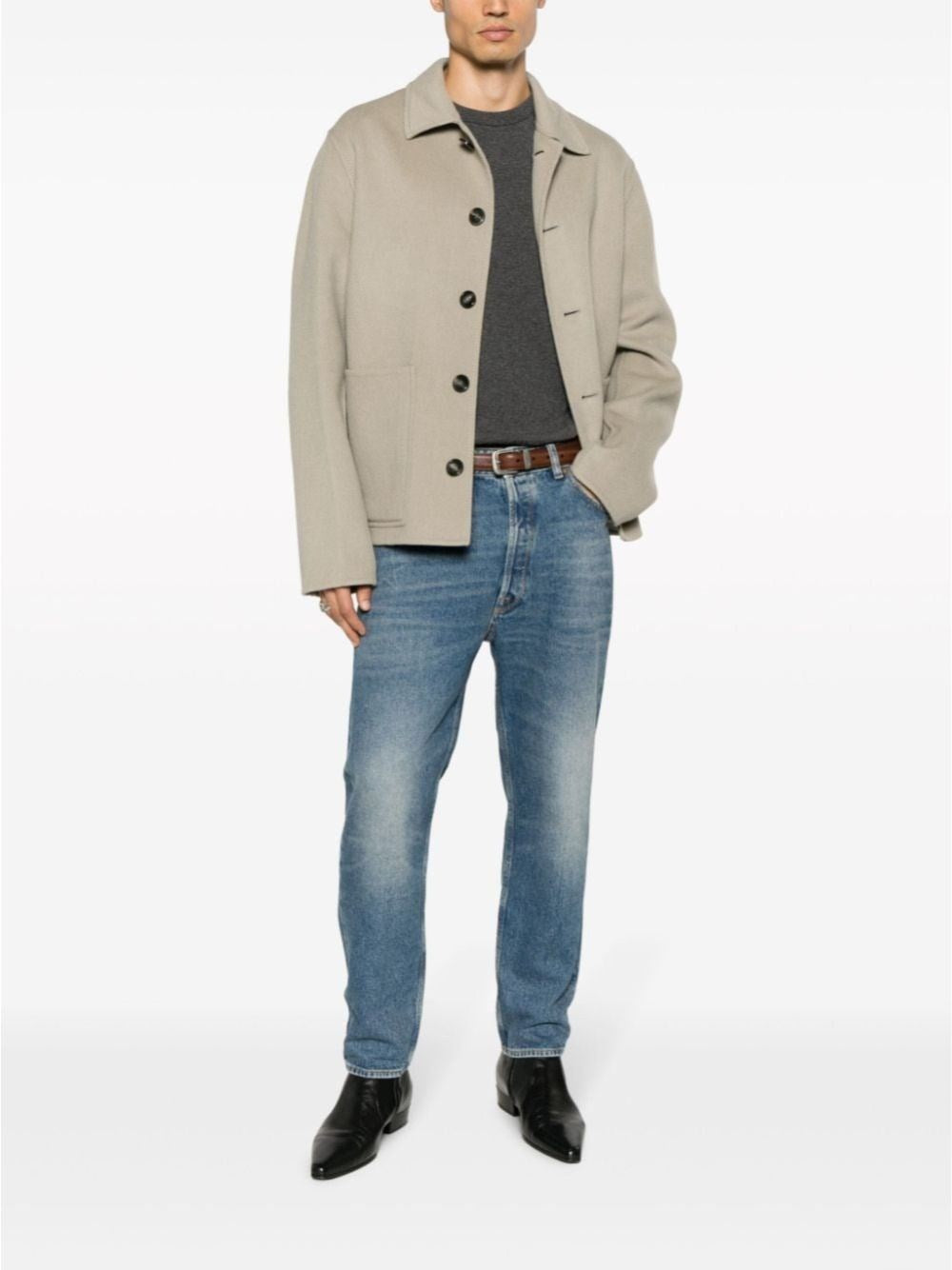 Golden Goose Men "Golden Happy" Stone Washed Jeans