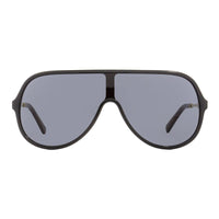 Gucci Sunglasses Shield Full Rim, Shiny Black/Gold Frame and Grey Lens GG0199S001