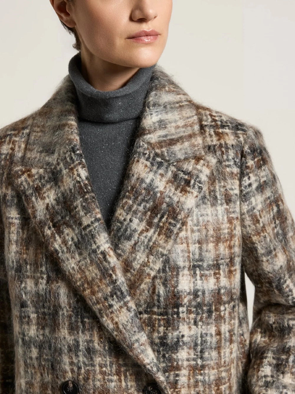 Peserico Women Double-Breasted Coat In Mohair Wool Blend