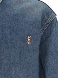 Saint Laurent Men Cassandre Denim Shirt