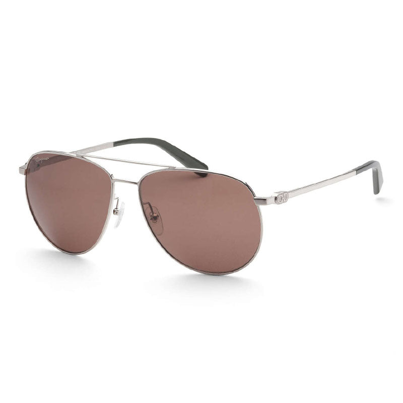 Salvatore Ferragamo Sunglasses Aviator Full Rim, Dark Gunmetal Frame and Blue Lens SF157S015