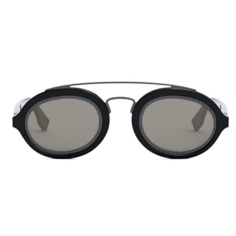 Fendi Sunglasses Oval Full Rim, Shiny Black Frame and Smoke Lens FE40094I01A