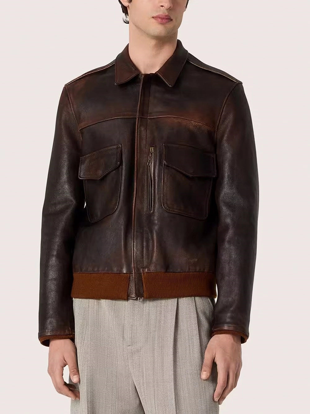 Golden Goose Men Leather Bomber Jacket