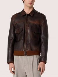 Golden Goose Men Leather Bomber Jacket