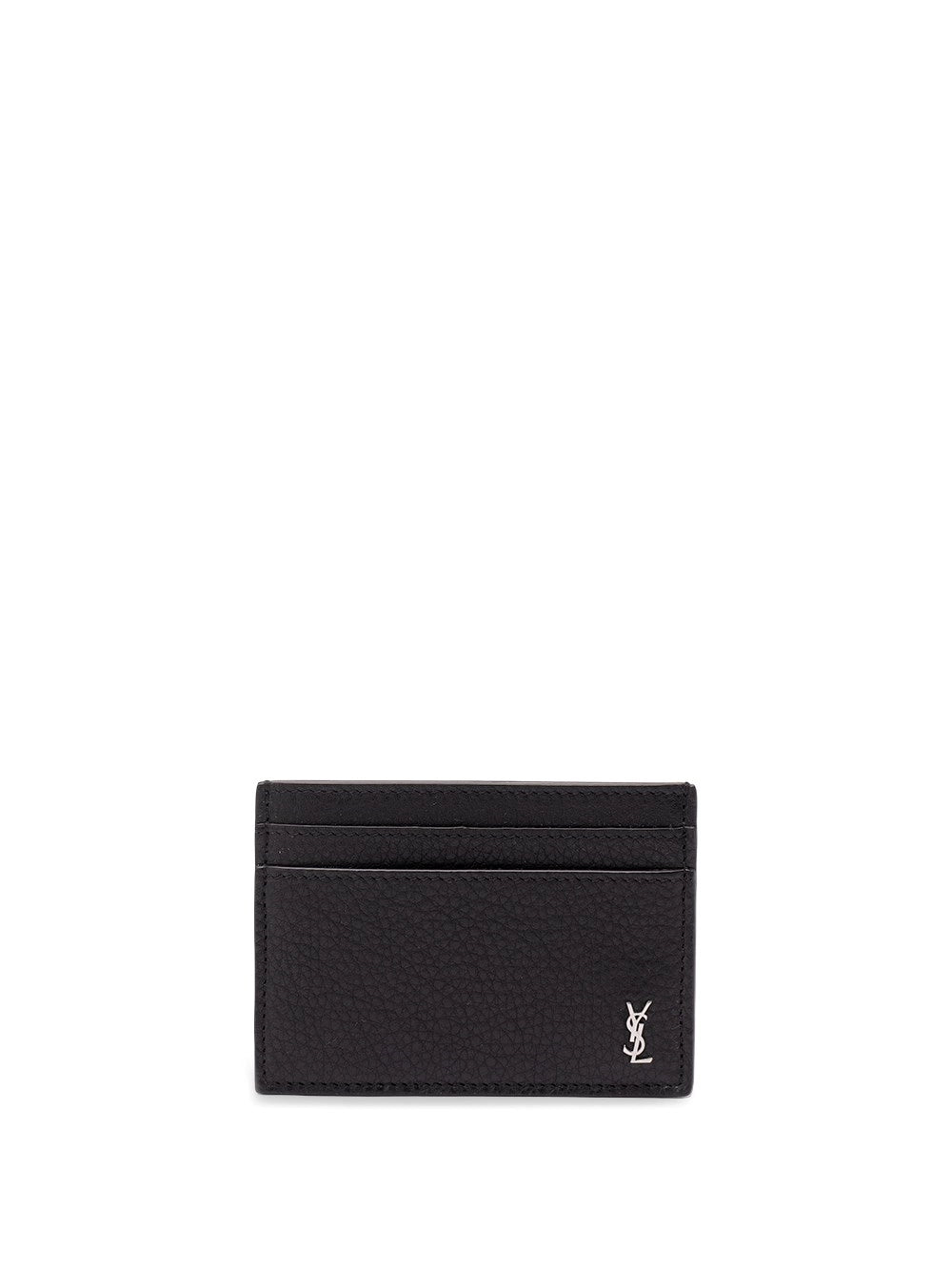 Saint Laurent Men Tiny Cassandre Card Case In Grained Leather