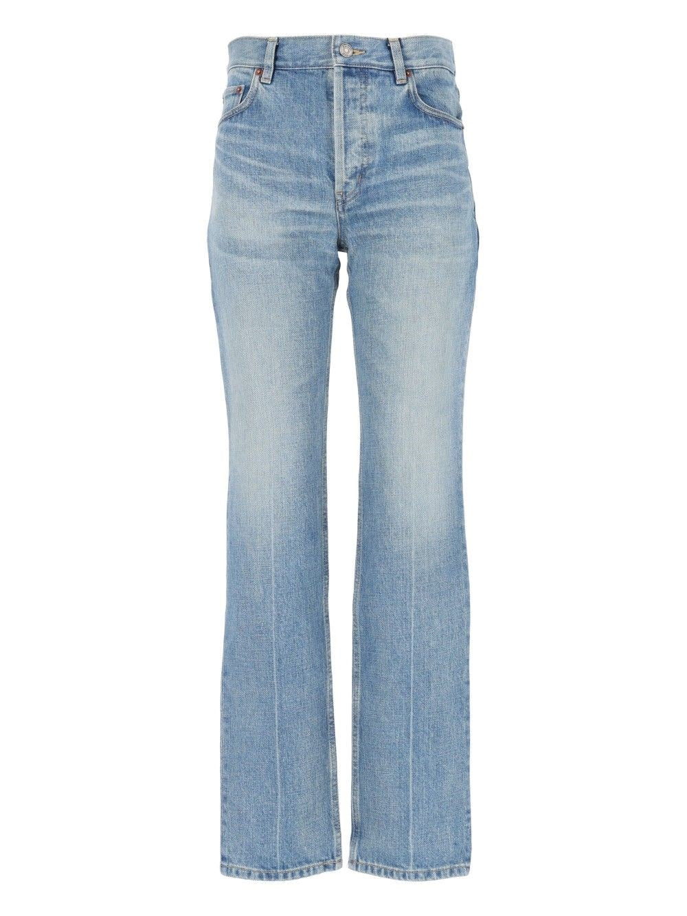 Saint Laurent Saint Laurent Women Straight Jeans In Authentic Medium Blue Denim
