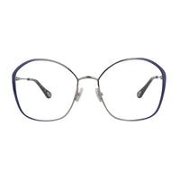 Chloe Chloe Eyeglasses Butterfly Full Rim, Ruthenium/Blue Frame and Clear Demo Lenses Lens CH0017OA001