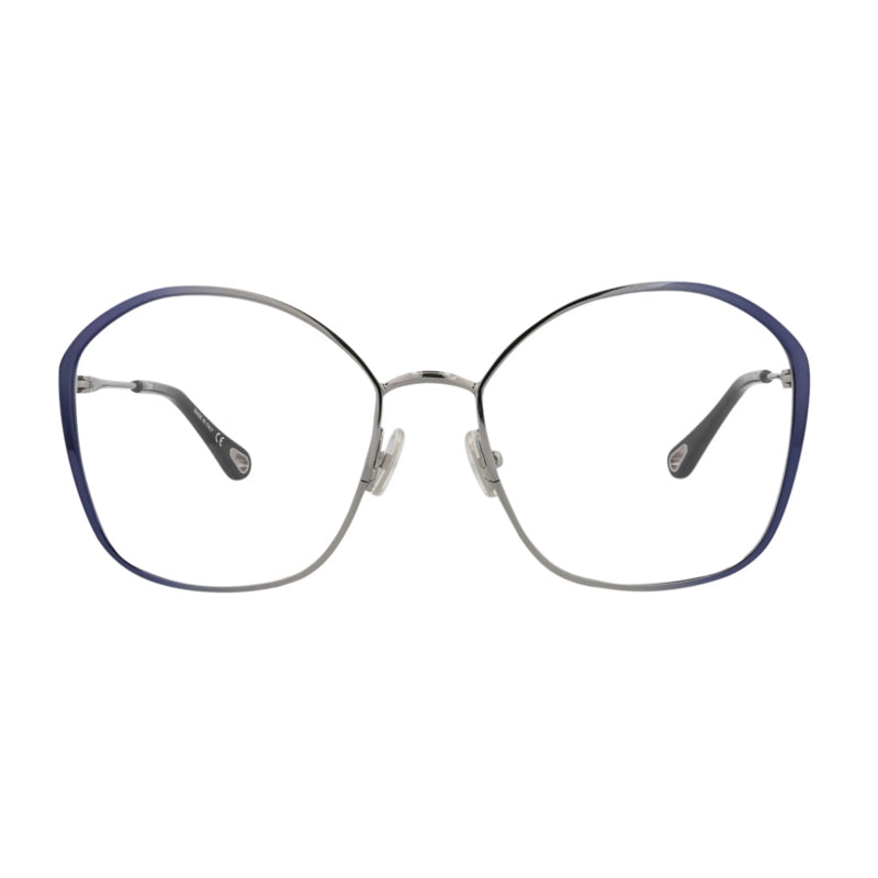 Chloe Chloe Eyeglasses Butterfly Full Rim, Ruthenium/Blue Frame and Clear Demo Lenses Lens CH0017OA001