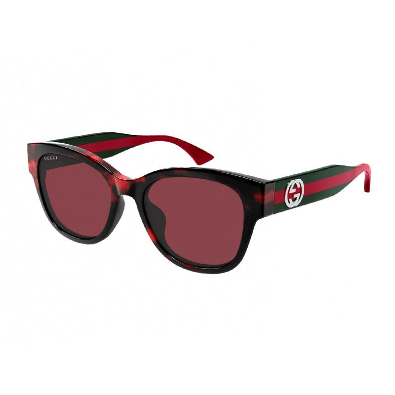 Gucci Sunglasses Shield Full Rim, Shiny Burgundy Havana Frame and Burgundy Lens GG1866SK003