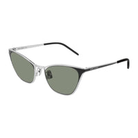 Saint Laurent Sunglasses Cat Eye Full Rim, Silver Frame and Grey Lens SL409001