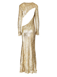 Self-Portrait Women Long Dress In Gold Thread