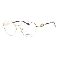 Salvatore Ferragamo Eyeglasses Cat Eye Full Rim, Light Gold Frame and Clear Demo Lenses Lens SF2220R712