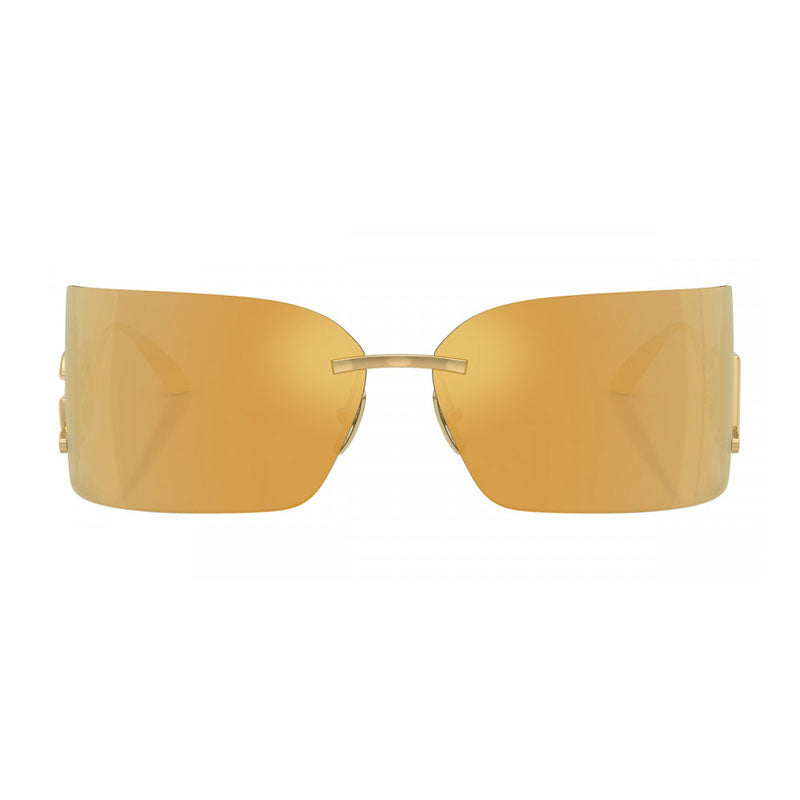 Dolce & Gabbana Sunglasses Square Rimless, Gold Frame and Brown with Gold Mirror Lens DG231902/5A