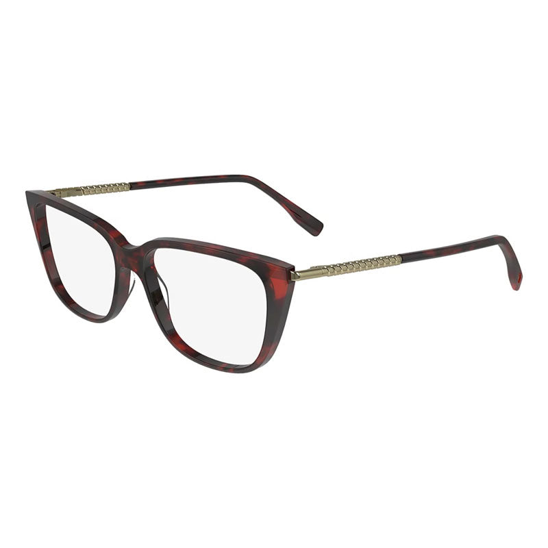Lacoste Eyeglasses Cat Eye Full Rim, Havana Red Frame and Clear Demo Lenses Lens L2939615