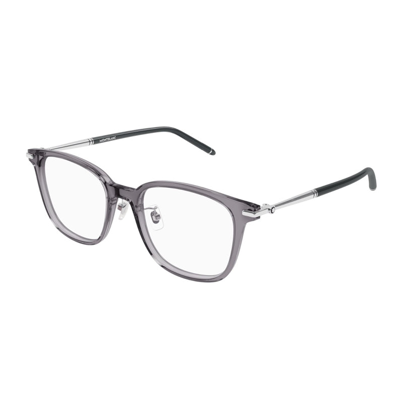 Montblanc Montblanc Eyeglasses Square Full Rim, Shiny Grey Frame and Clear Demo Lens Lens MB0247OK002