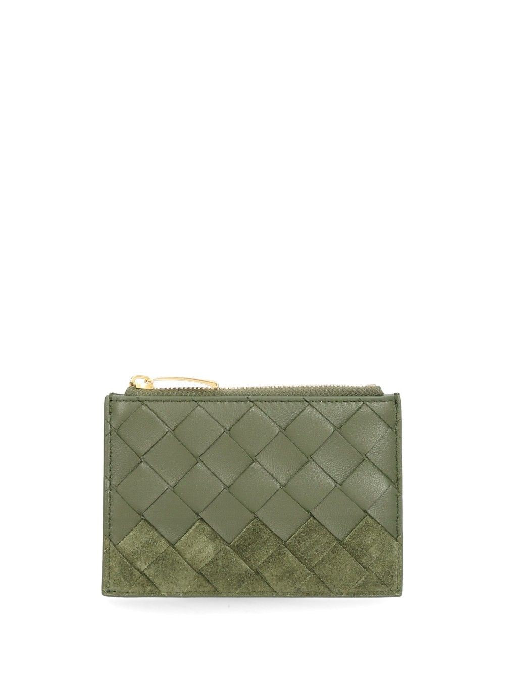 Bottega Veneta Women Woven Card Holder With Zip