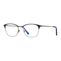 Tom Ford Tom Ford Eyeglasses Square Full Rim, Matte Blue/Shiny Dark Ruthenium Frame and Clear Blue Light Block Lens FT5750-B091