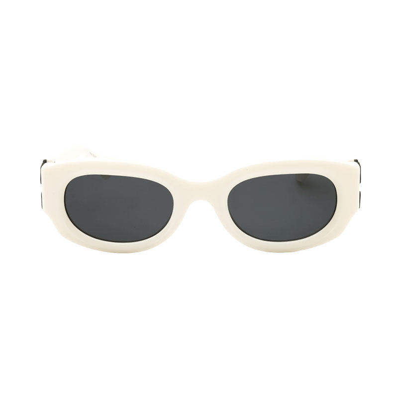 Off-White Sunglasses Oval Full Rim, White Frame and Dark Grey Lens OERI14EPALMER0107