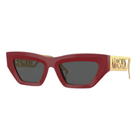 Versace Versace Cat Eye Full Rim, with a Red frame and Dark Grey lens.