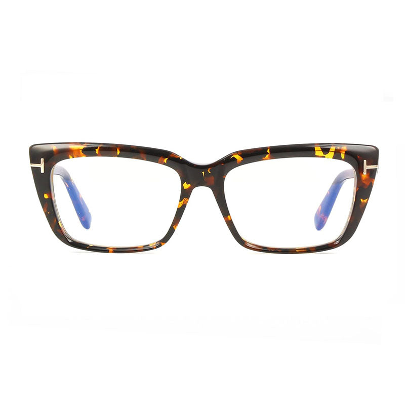Tom Ford Eyeglasses Square Full Rim, Dark Havana Frame and Clear Blue Light Block Lens FT5894-B052