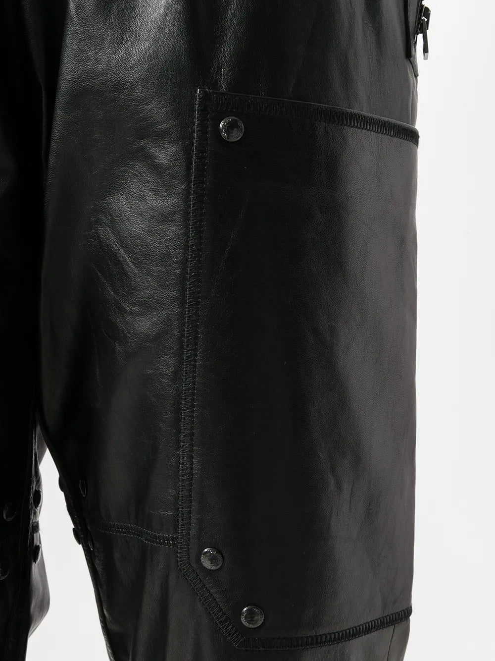 Tom Ford Paneled Leather Ribbed Cuff Jogger Pants Black