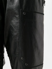 Tom Ford Paneled Leather Ribbed Cuff Jogger Pants Black