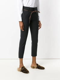 Brunello Cucinelli Smooth Fabric Cropped Tapered Trousers with Drawstring Belt