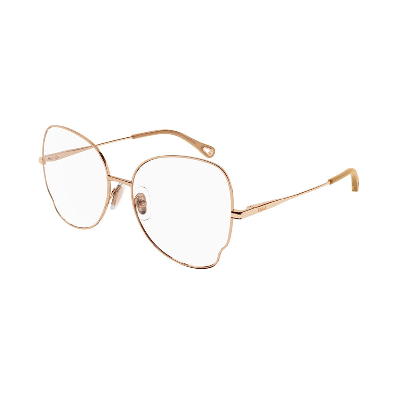 Chloe Chloe Eyeglasses Butterfly Full Rim, Gold Frame and Clear Demo Lenses Lens CH0098O002