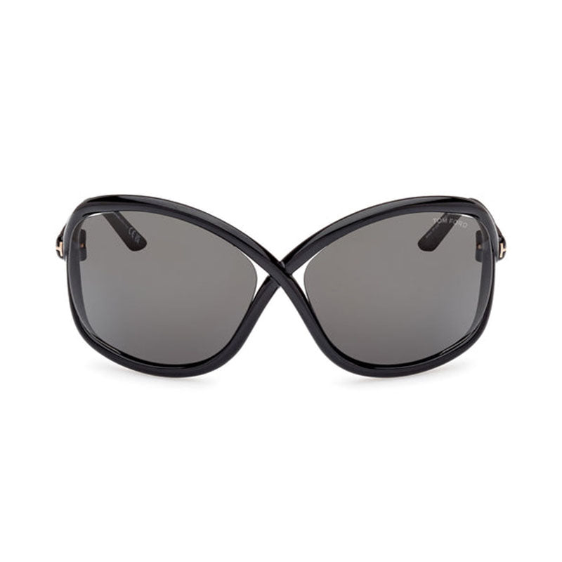 Tom Ford Geometric Semi Rim, with a Dark Havana/Pink frame and Violet Gradient Mirror lens.