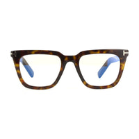Tom Ford Tom Ford Eyeglasses Square Full Rim, Shiny Light Brown Frame and Clear/Blue-Light Block Lens Lens FT5963-B045